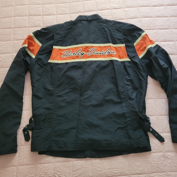 Harley-Davidson Black and Orange Bomber Jacket with Protective Padding - Picture 2 of 7